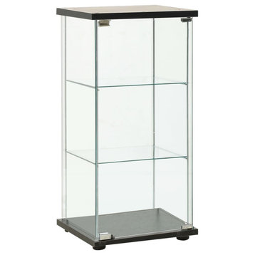 vidaXL Storage Cabinet Tempered Glass Black Sideboard Side Cabinet Display