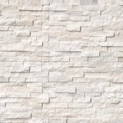 Arctic White Marble Splitface Ledger Panels, 6"x18"x6" Corner, 10 Pieces
