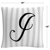 Gray Striped Ornate Letter Script I By Abc Decorative Throw Pillow