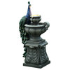 Resin Peacock Sculpture and Tiered Urns Outdoor Patio Fountain with LED Light