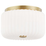 Mitzi by Hudson Valley Lighting - Mitzi Lydia 2-Light Flush Mount E26 Medium Base Opal Glossy, Aged Brass - The billowy blousiness of Lydia’s diffuser cinched in with accents of Polished Nickel or Aged Brass is a perfect way to add some easy, elegant textural charm to a space.