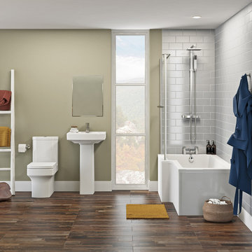 Orchard Wye bathroom suite with left handed L shaped shower bath 1700 x 850