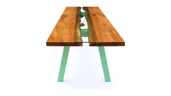 Table- Elm Wood Live Edge and Glass