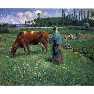 Camille Pissarro A Girl Tending a Cow in a Pasture Wall Decal