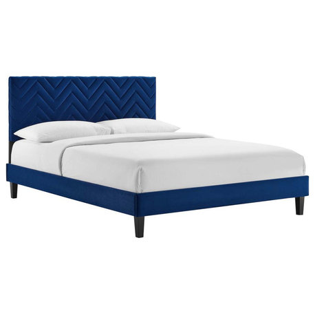 Leah Chevron Tufted Performance Velvet Full Platform Bed