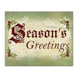 DDCG - Classic Season's Greetings Canvas Wall Art, 20"x16" - Prints And Posters