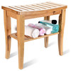 ToiletTree Products Deluxe Wooden Bamboo Shower Seat Bench with foot stool