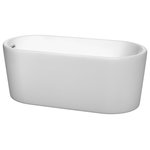 Wyndham Collection - Ursula 59" Freestanding Bathtub, White, Polished Chrome Drain, Overflow Trim - Surround yourself with tranquility and comfort in the Ursula freestanding bathtub. Combining luxury with practicality, the oval, ergonomic design conforms to and supports your body as you stretch out and enjoy a deep, relaxing soak. With its gracefully shaped lines and elegant profile, this versatile bath complements a wide range of bathroom styles and offers easy installation. Definitely a talking point in any updated bathroom.