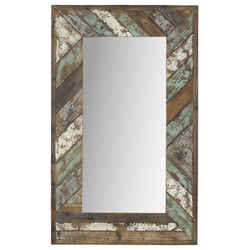 Brogan Distressed Wood Slat Wall Mirror