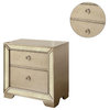 2 Drawers Nightstand With Antique Mirror Panels, Champagne
