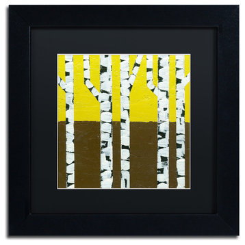 Michelle Calkins 'Seasonal Birches - Fall' Matted Framed Art, 11x11