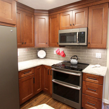 Transitional Cherry Kitchen with Beige and White Quartz Countertop ~ Akron, OH