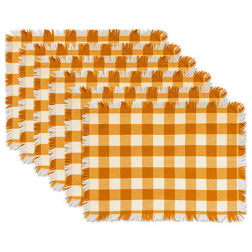 DII Pumpkin Spice Heavyweight Check Fringed Placemat, Set of 6