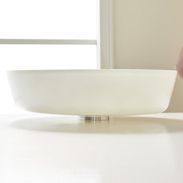 Circular Vessel Bathroom Sink without Faucet, White