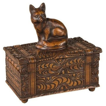 Lidded Box Sitting Fox Intricately Carved Hand-Cast Resin OK Casting
