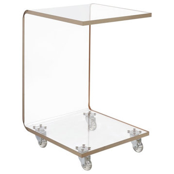 Bowery Hill Modern Acrylic Plastic Snack Table in Gold/Clear