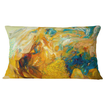 Abstract Yellow Collage Abstract Throw Pillow, 12"x20"