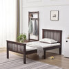 Home Square 2-Piece Set with Pine Twin Bed and Tall Chest Wardrobe in Mahogany