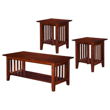 Mission 3-Piece Coffee Table Set, Walnut