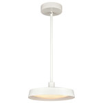 Elk Home - Nancy 11.75'' Wide LED Pendant Matte White - The generous size of this fixture makes it a perfect statement light for over your homes With the overall dimensions of 11.75W X 11.75D X 4H and a maximum height of 49 inches. This fixture comes with 6 feet of cord and (1) 6 inch (3) 12 inch extension rods which are adjustable to fit your needs. Uses 18 watt Integrated LED giving off 1800 lumen 3000K and 90CRI. This fixture uses approx. 32.85 kilowatts annually and only approximately $3.92 yearly to run that is only .27 cents per month for each LED!! (based on 10 hours a day usage at national average) The conservative design of the Nancy collection allows for such versatility in styling. The puck shaped metal shade holds a frosted glass diffuser, sleek lines finished in matte white compliment and finish off the look. The Nancy collection can be used in a variety of designs including Contemporary, Modern, Japandi, and more.