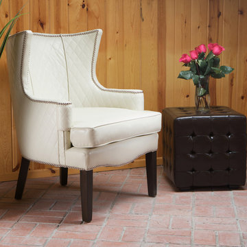 Living Space featuring Kings Quilted Ivory Leather Armchair