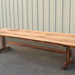 Live Edge Curly Maple Dining Table with Walnut Base - Dining Tables