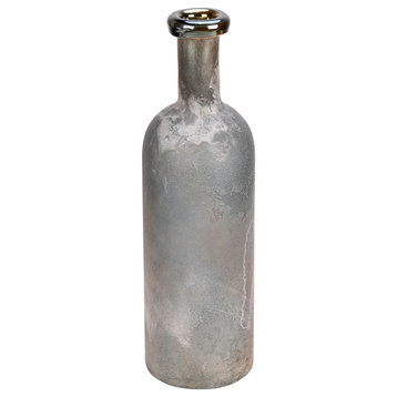 16" Slate Gray Glass Bottle Vase