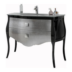 Macral Paris 44" 3/4 lacquered vanity bathroom.black-silver. - Bathroom Vanities And Sink Consoles
