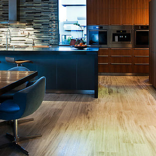 75 Beautiful Vinyl Floor Kitchen With Dark Wood Cabinets Pictures