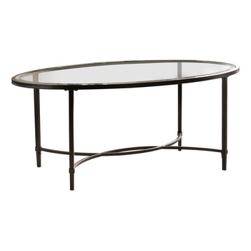 Berton Metal/Glass Oval Cocktail Table, Black