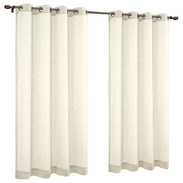 54" x63" FauxLinen Sheer Set of 2 Curtain Panels, Grommets, Natural