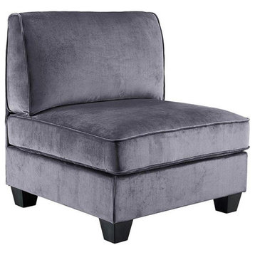 Lilola Zelmira Modern Contemporary Velvet 4-Piece Sofa in Gray