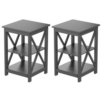 Side Tables, Two Shelves, Gray