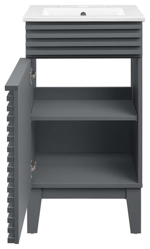 Modway Render 18" Particleboard Bathroom Vanity Cabinet in Gray/White ...