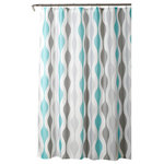 Triangle Home Fashions - Mid Century Geo Shower Curtain 72x72, Blue/Gray - This shower curtain is so unique and stylish. The colors appear to be like liquid paint dripping down the panels from top to bottom. This is definitely a statement piece for your home. Use this shower curtain in your master bathroom or guest bathroom.