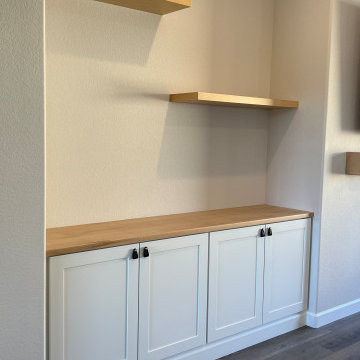Custom built-in plus floating shelves