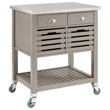 Bowery Hill Wood Kitchen Cart in Gray