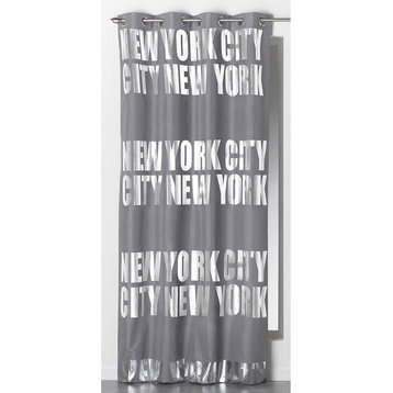 New York City Blackout Curtain Panel, Room Darkening Drapery, 102x55 Inch, Gray, 1 Panel