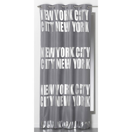 New York City Blackout Curtain Panel, Room Darkening Drapery, 102x55 Inch, Gray, 1 Panel