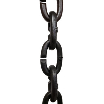 Large Cast Aluminum Oval Links Rain Chain - Black with Installation Kit, 13 Foot