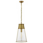 Visual Comfort - Robinson Pendant, 1-Light, Hand-Rubbed Antique Brass, Clear Glass, 11.75"W - This beautiful pendant will magnify your home with a perfect mix of fixture and function. This fixture adds a clean, refined look to your living space. Elegant lines, sleek and high-quality contemporary finishes.Visual Comfort has been the premier resource for signature designer lighting. For over 30 years, Visual Comfort has produced lighting with some of the most influential names in design using natural materials of exceptional quality and distinctive, hand-applied, living finishes.