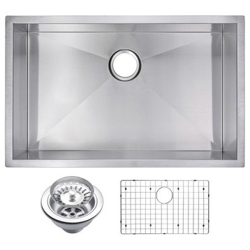 30" X 19" Zero Radius Single Bowl Stainless Steel Undermount Kitchen Sink