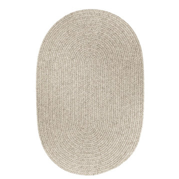 Pura Braided Wool Rug Light Gray 10'x13' Oval