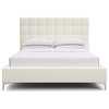 Bryant Box Weave Linen Tufted Panel Bed, Alabaster, Queen