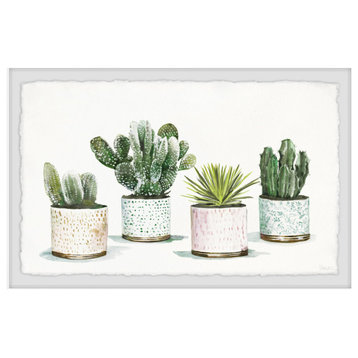 "Pretty Pots Cactus" Framed Painting Print, 18"x12"