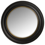 Eichholtz - Large Round Black Frame Mirror | Eichholtz Cuba - Liven up an empty wall in your home with the Cuba L Mirror. This wonderful wall decoration opens up smaller spaces and brightens dark corners. It features a thick deep molded black frame with a gold inset and a convex mirror. A perfect accent piece for any room in your home.