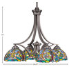 Zilo 4 Light Chandelier, Graphite Finish With 7" Kaleidoscope Tiffany Glass