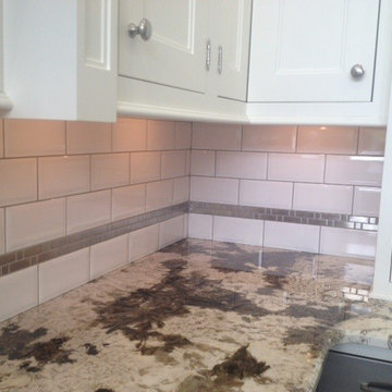 Eden Mosaic Tile Installations: Brick And Square Pattern Stainless Steel Tile