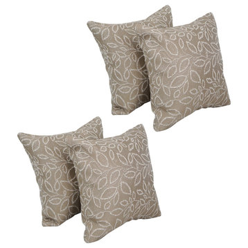 17" Jacquard Throw Pillows With Inserts, Set of 4, Florian Camel