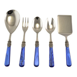 Arvind Group - Napoleon 5-Piece Hostess Set, Blue - Serving Utensils